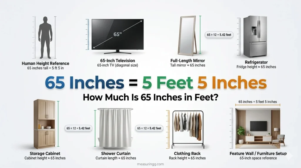 How Much Is 65 Inches in Feet