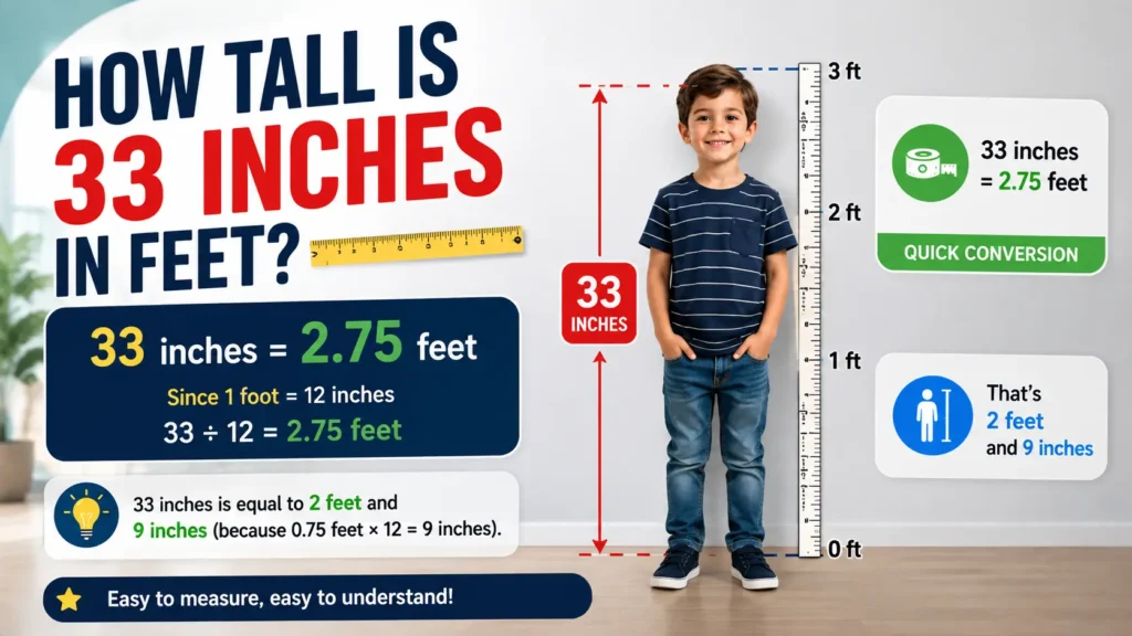 How Tall Is 33 Inches in Feet