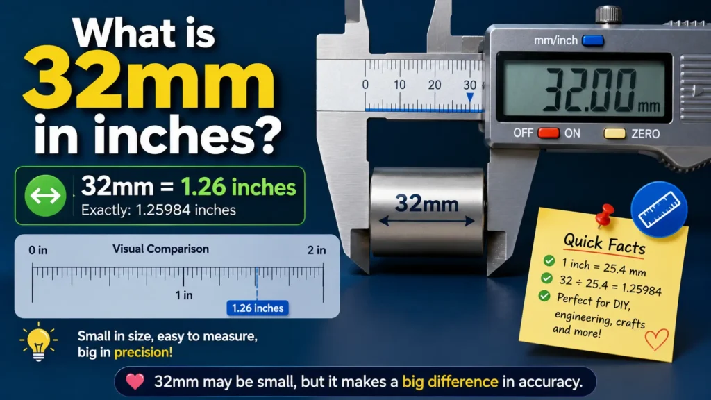 What is 32mm in inches