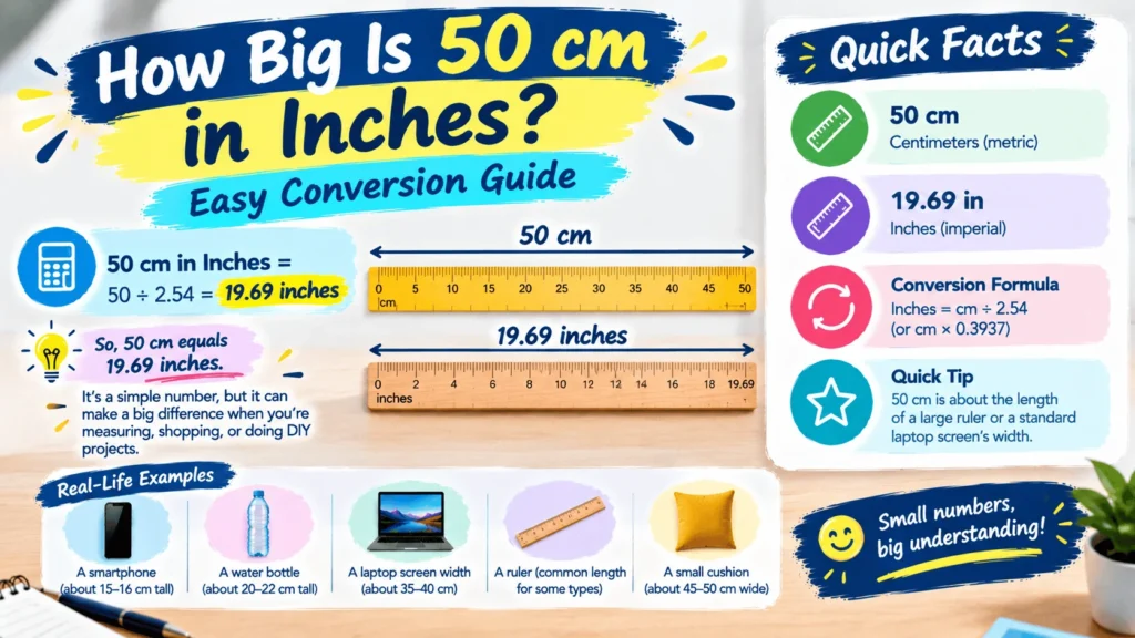 How Big Is 50 cm in Inches