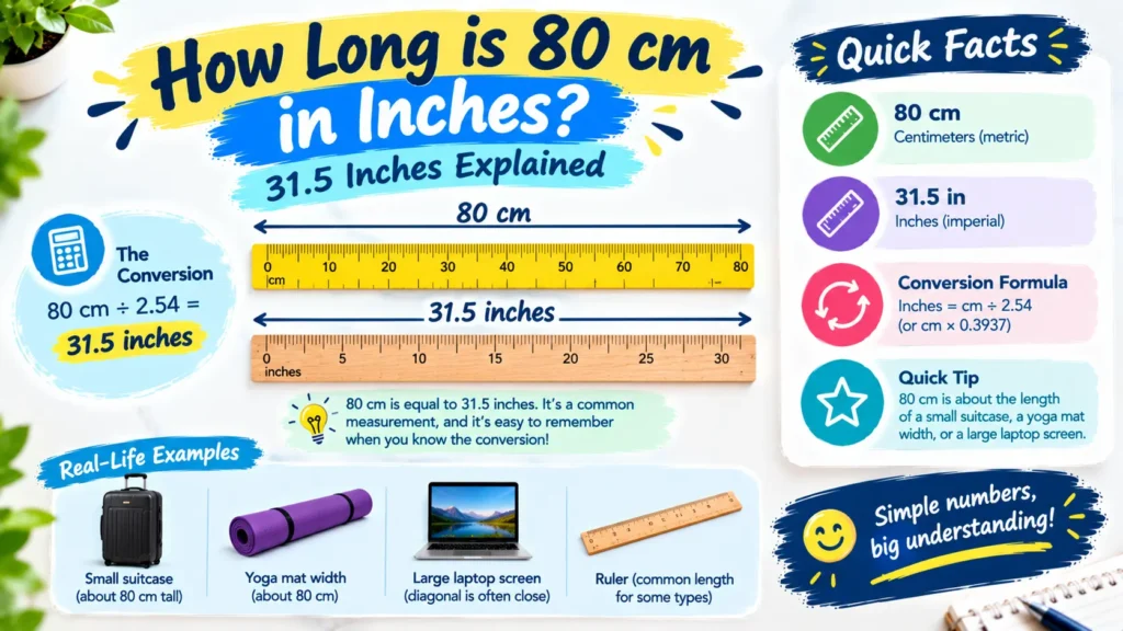 How Long is 80 cm in Inches