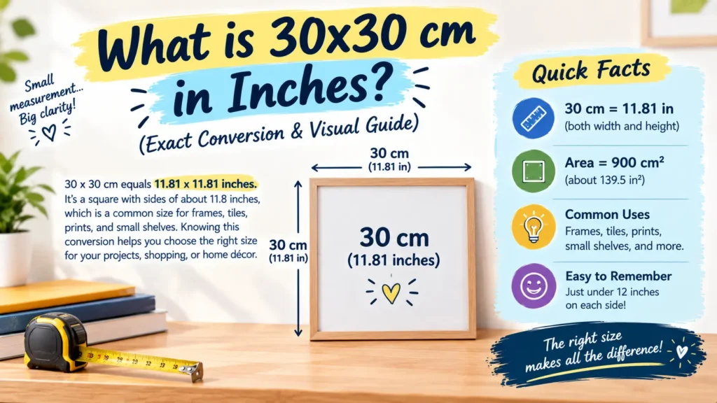 What is 30x30 cm in inches