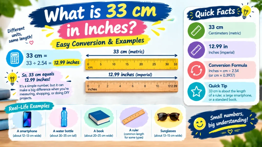 What is 33 cm in inches