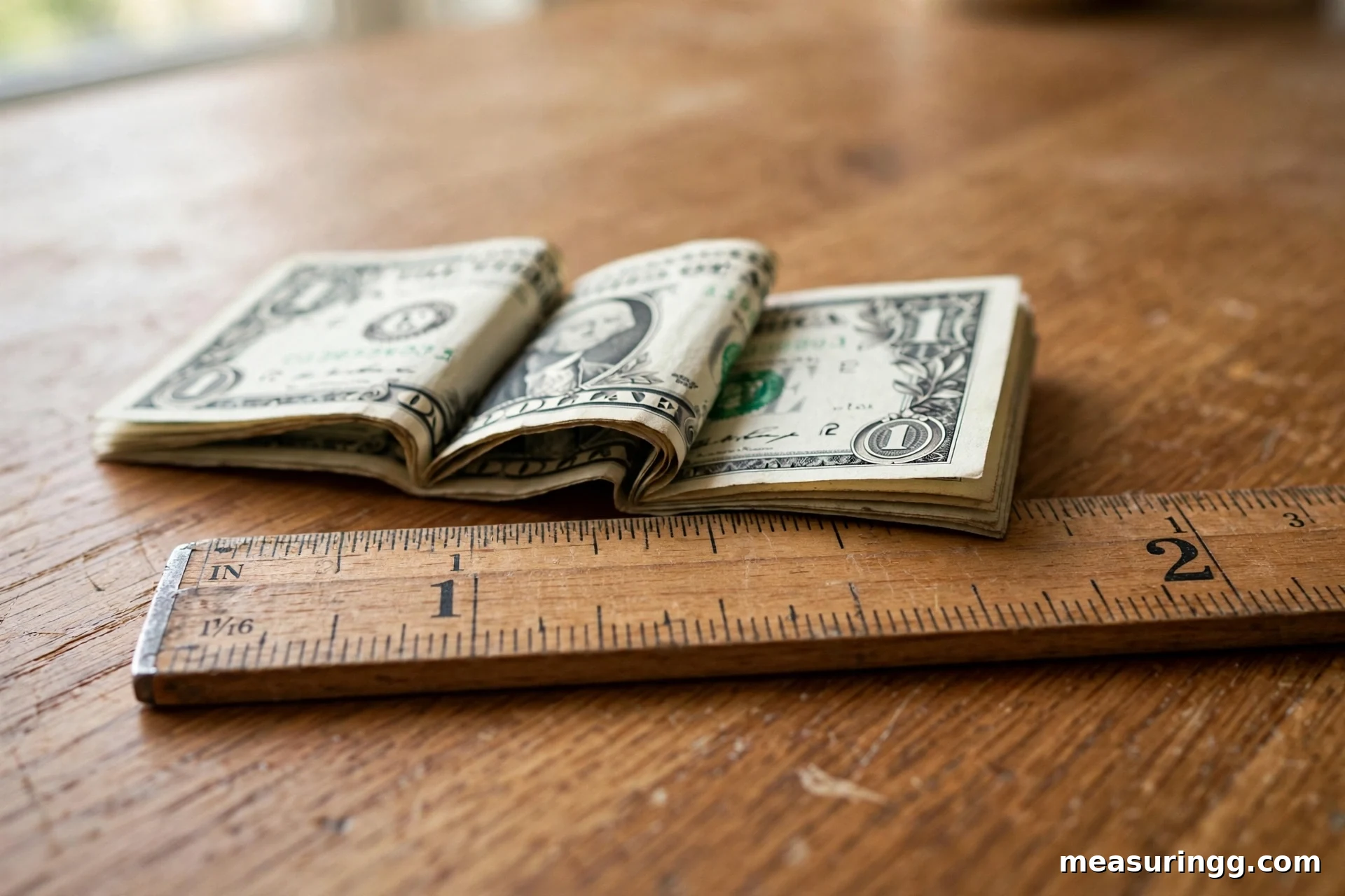2. A Dollar Bill Folded in Thirds