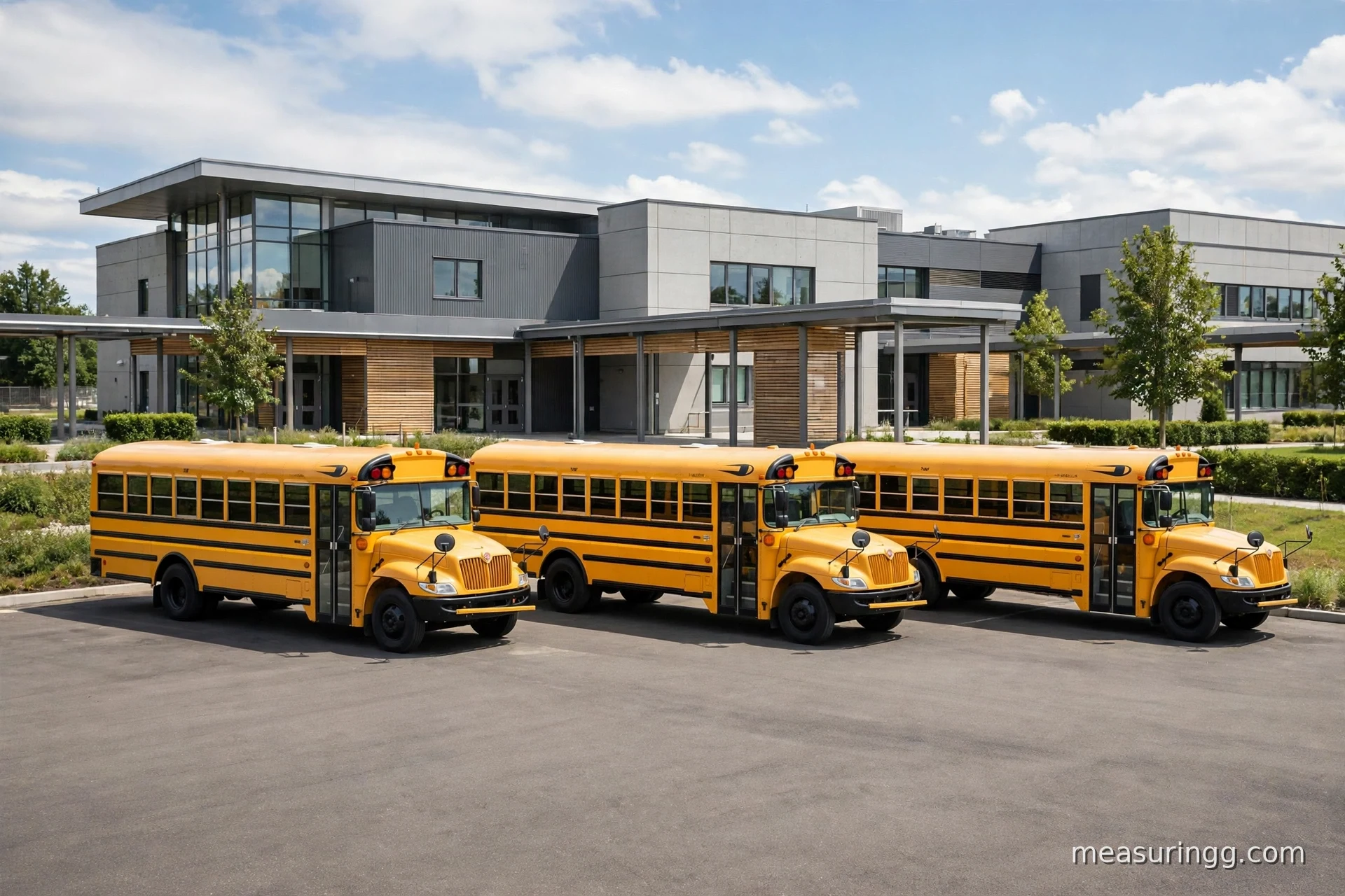 Three School Buses